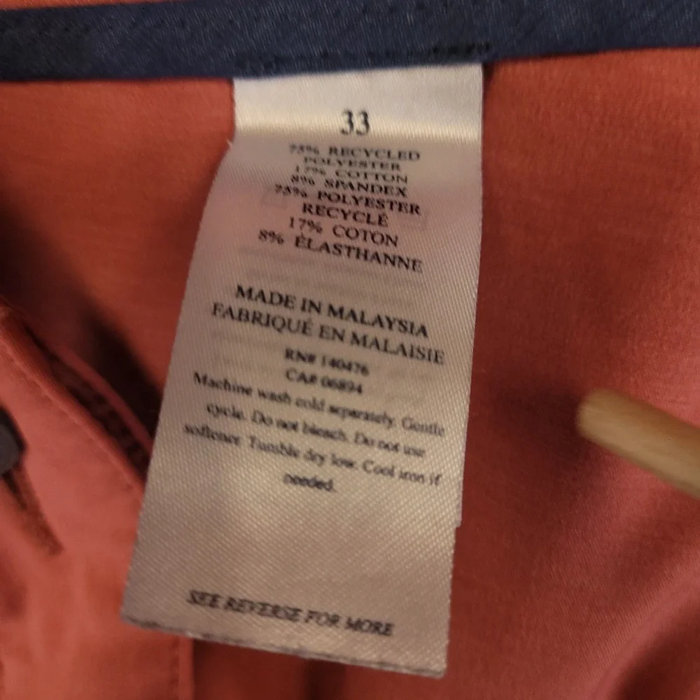 Faherty All Day Golf Shorts Mens 33x8 Salmon Performance Stretch Drawstring